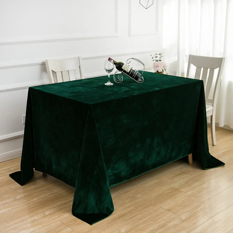 Top Selling Solid Thick Velvet Emerald Green Table Cloth Banquet Dining Room Wedding Meeting Table Cloth