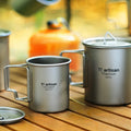 Ultralight Outdoor Camping Accessories Titanium 450ml/750ml Titanium Pot Water Cup Mug with Lid Collapsible Handle for Camping