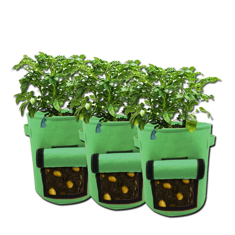 10 Gallon Potato Grow Bags with Flap Window Heavy Duty Aeration Fabric Pots with Handles for Garden and Planting