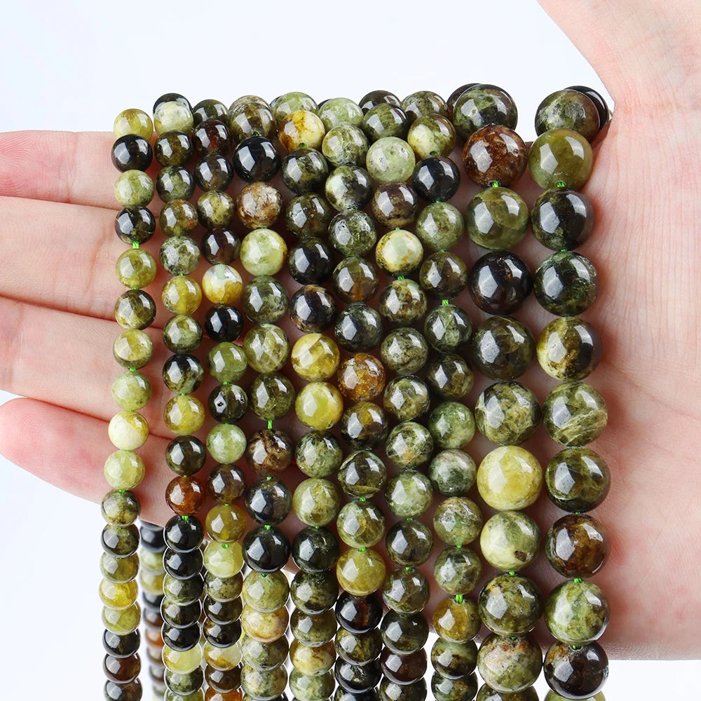 Wholesale Natural Green Garnet Grossularite 6 8 10mm Round Loose Gemstone Beads Crystal and Stone Beads for Jewelry Making