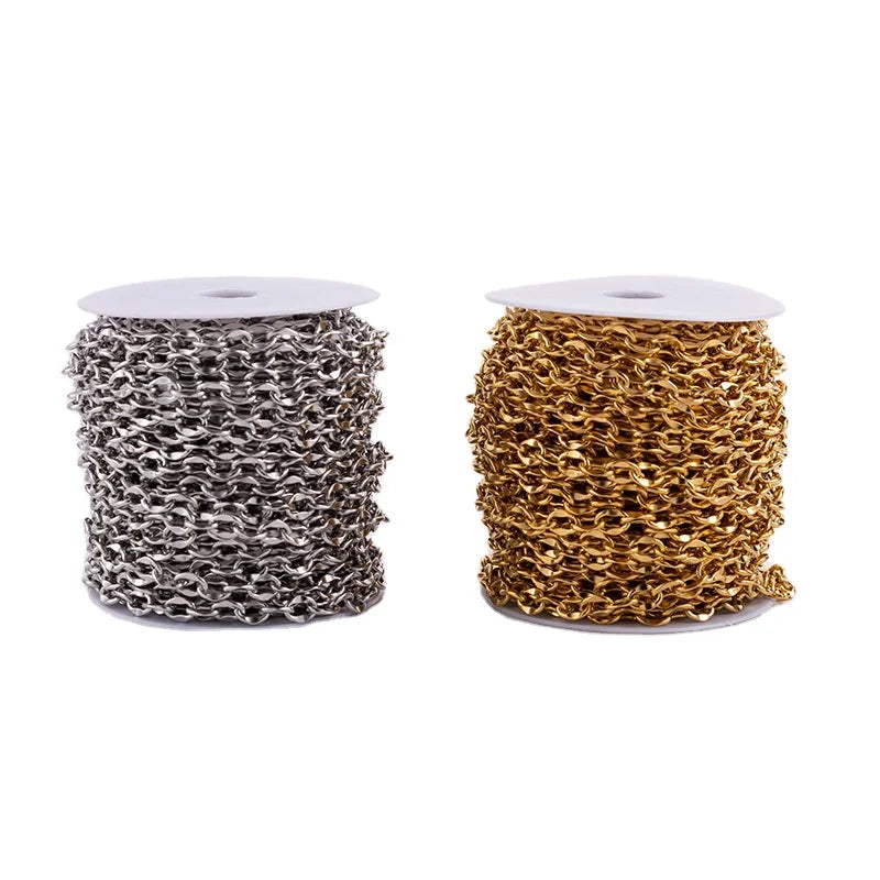 Fashion Stainless Steel Smooth Circle Lip Thick Chain for DIY Jewelry Accessories