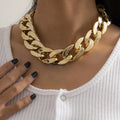 Retro Punk Metal Cuban Chain Link Necklace Geometric Cuban Link Necklace Hip Hop Minimalist Necklace for Men Women