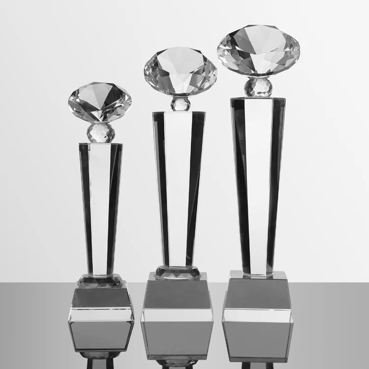 Crystal Glass Diamond Shape Glass Trophy MH-J0995