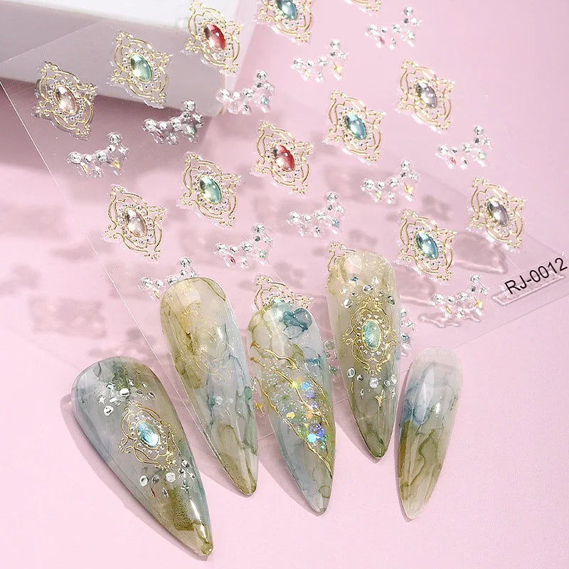 Popular Luxury Brand Name Logo Designer Waterproof 5D Nail Art Foil Stickers Self-adhesive Paper Decals Autumn Christmas Nail