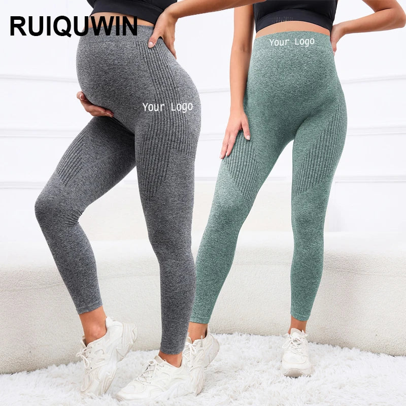 RUIQUWIN High Waist Fit Belly Yoga Maternity Leggings for Women Custom Pregnant Yoga Pants Soft Fitness Leggings