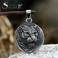 SS8-887P Domineering Animal Tiger Necklace Pendant for Men Creative Design Round Jewelry Detailed High Polished Wholesale