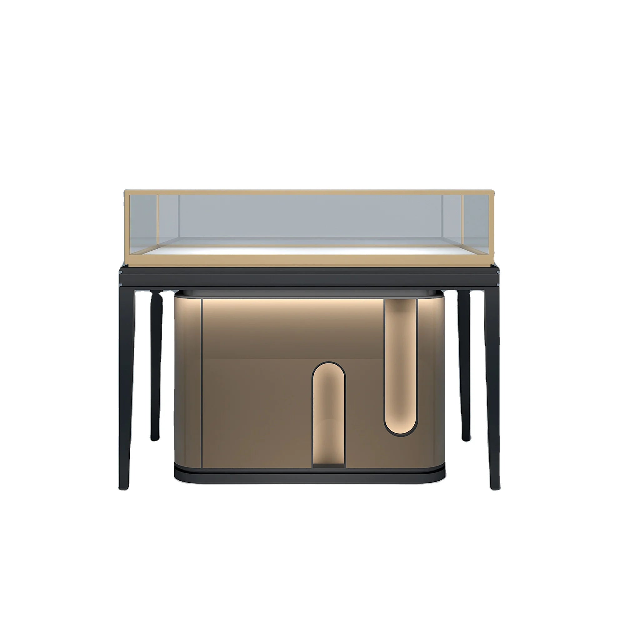 Luxury Jewelry Shop Window Exhibition Counter Custom Logo Metal Glass Jewellery Cabinet Jewelry Display Showcase