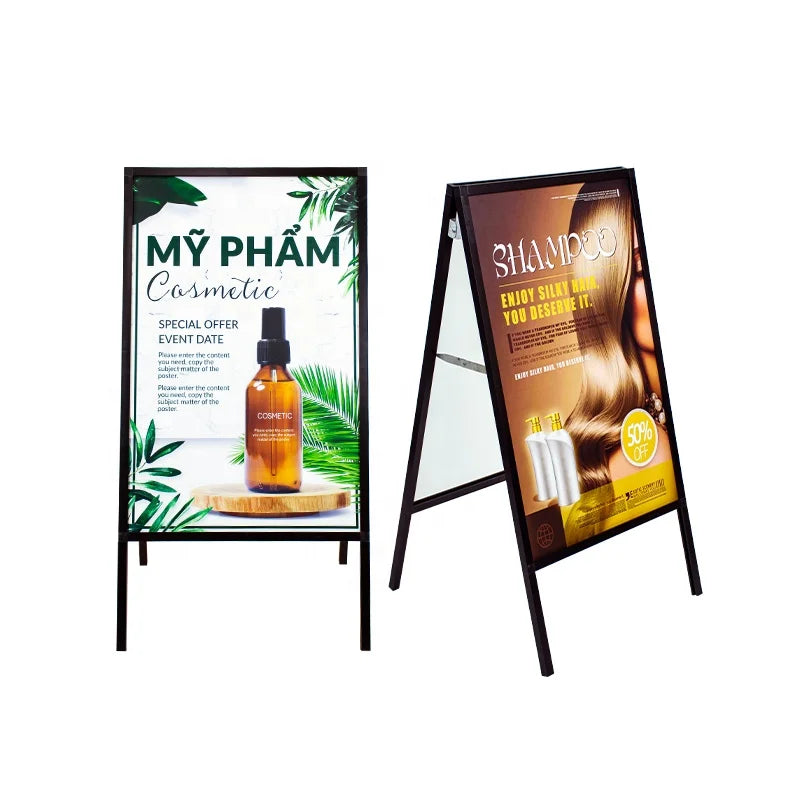 Tulundo Aluminium Alloy Black Double/Single Side Anti-Wind Folding Sidewalk Display Sign for Cafe Shop Menu Advertising