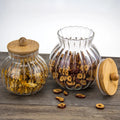 Kitchen Pumpkin-patterned clear Glass Kitchen Pot with an Airtight Bamboo Cover