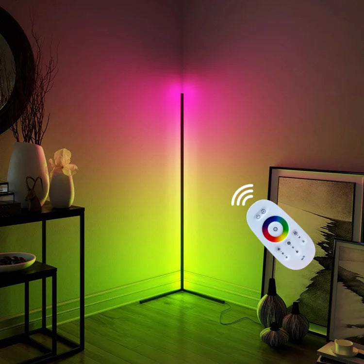 Hot Sale Minimal Modern Rgb Led Tripod Corner Floor Lamp App Control Smart Corner Standing Led Rgb Floor Lamp