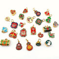 Chinese Mixed Color Enamel Charms Placer Gold Pendant DIY Jewelry Making Supplies Necklace Bracelet Bangle Accessories
