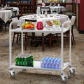 Stainless Steel 2-Tier Food Trolley Mover Trolley Locking Wheels 30-50kg Load Capacity 0.8mm Thick Kitchen Restaurant Hotel Cafe