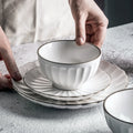 Nordic Retro Plain White Ceramic Bowl Plate Dinnerware Set