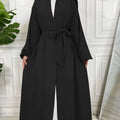 Yuxi   2024 New Clean Color Temperament Fashionable Loose Muslim Southeast Asian Cardigan Belt Long Dress Open Abaya