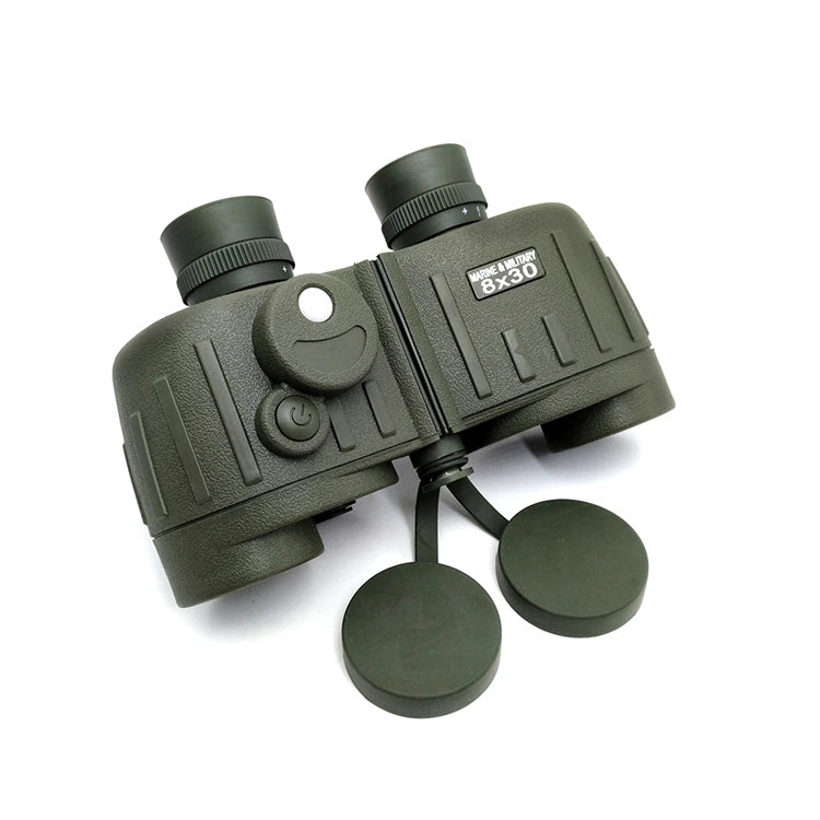 Long Distance 8x30 Day and Night Vision Porro Bak4 Binoculars with FMC Coating Rangefinder Compass Compact Design
