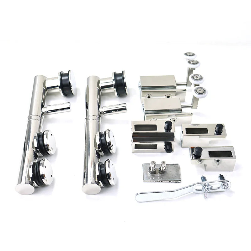 Stainless Steel Material Bathroom Shower Washroom Corner Sliding Glass Hardware Folding Glass Door System Set MegaBDM