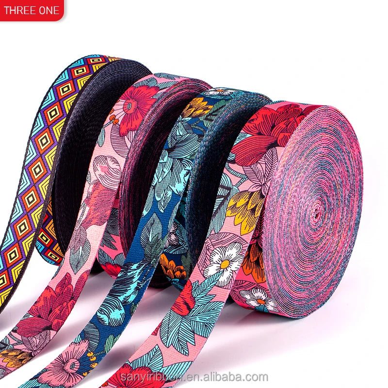 Customized Series Printed Webbing Polyester Webbing Backpack Strap Crossbody Bag Shoulder Strap Pet Webbing