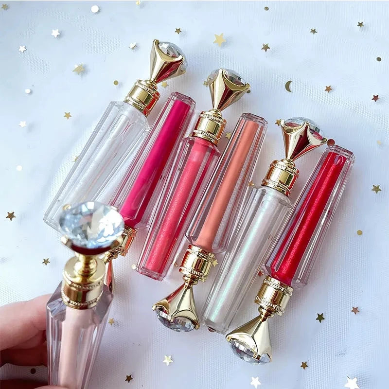 Factory PrIce Moisturizing Lip Gloss OEM logo Diamond Tube DIY Lip Gloss