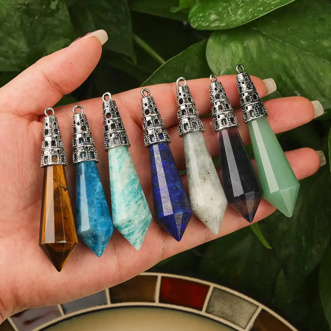 Children's Hexagonal Point Pendant Charms Wholesales Silver Plated Reiki Crystal Pendulum Pendants Fashion Jewelry DIY Making