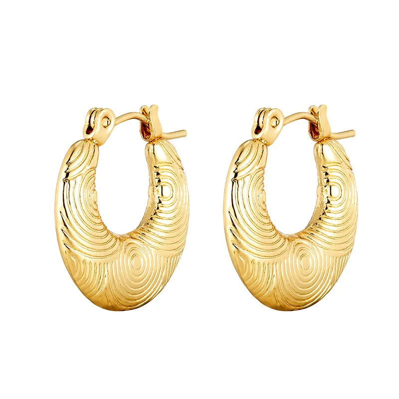 Fashion Luxury Stainless Steel Earrings Birthday Gift Hip Hoop Jewelry the Same Brand Big Flat Hollow Ear Buckle