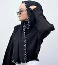 Customized Chiffon Scallop Embroidery Scarf Headscarves Malaysian Hijab Kencana Sulam Shawl