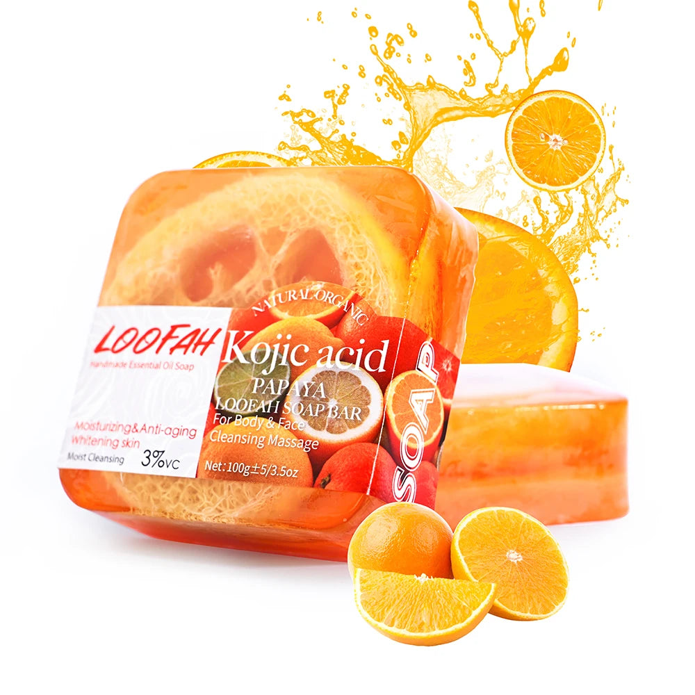AiXin Private Label 100G Moisturizing Cleansing Bath Eliminate Mites Smoothing Skin Whitening Soap Bar Loofah Kojic Acid Soap