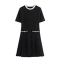 Autumn and Winter Fashion Knitted Dress Elegant Solid Color Pleated Knitted Dress Knit Dress for Women