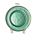 33cm 13 Inch Eco-Friendly Europe Style Silver Gold Glass Green Under Plate Dish for Home Party Wedding Decoration