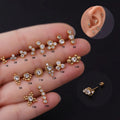 Dropshipping New 16G Pure Stainless Steel Diamond Lip Studs Ear Bone Studs Popular Piercing Earrings Foreign Body Jewelry