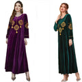 KY High Quality Designer Kaftan Embroidery Tassel Velvet Abaya Dress Long Polyester Breathable for Autumn Season