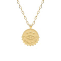 Au585 14K Solid Yellow Gold Zodiac Cancer Signs Pendant Necklace Paper Clip Chain Link 14K Gold Jewelry Wholesale Available
