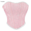 Lace Trimmer Boned Korsett Woman's Floral Embroidered Breathable Plus Size Waist Training Corset Bustier Y2K Zipper Strapless
