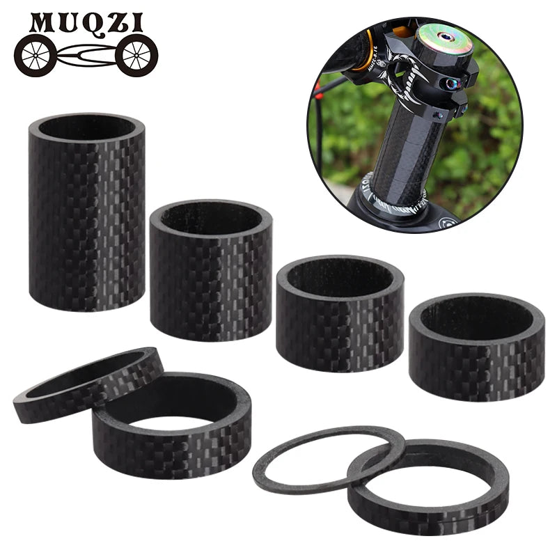 MUQZI Bicycle Stem Spacer 1-1/8" Carbon Fiber Spacer MTB BMX Bike Fork Washer