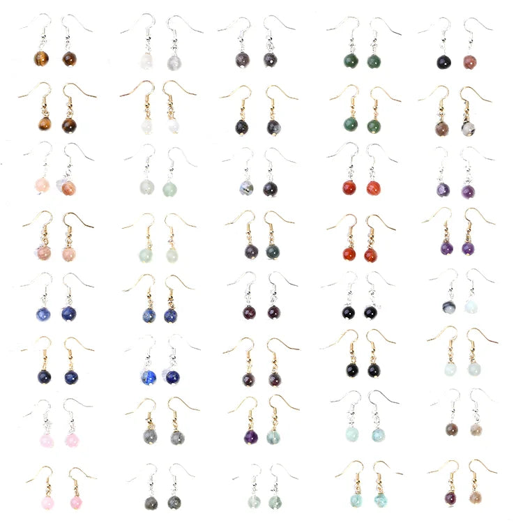 CC 2023 Simple Fashion Jewelry 6mm Colorful Gemstone Earrings Round Bead Natural Stone Earrings Stud Jewelry for Women