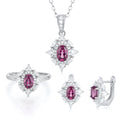 YBO Customizable 925 Sterling Silver Geometric Jewelry Set Natural Pyrope CZ Earrings Necklaces Rings Trendy Engagement Gift