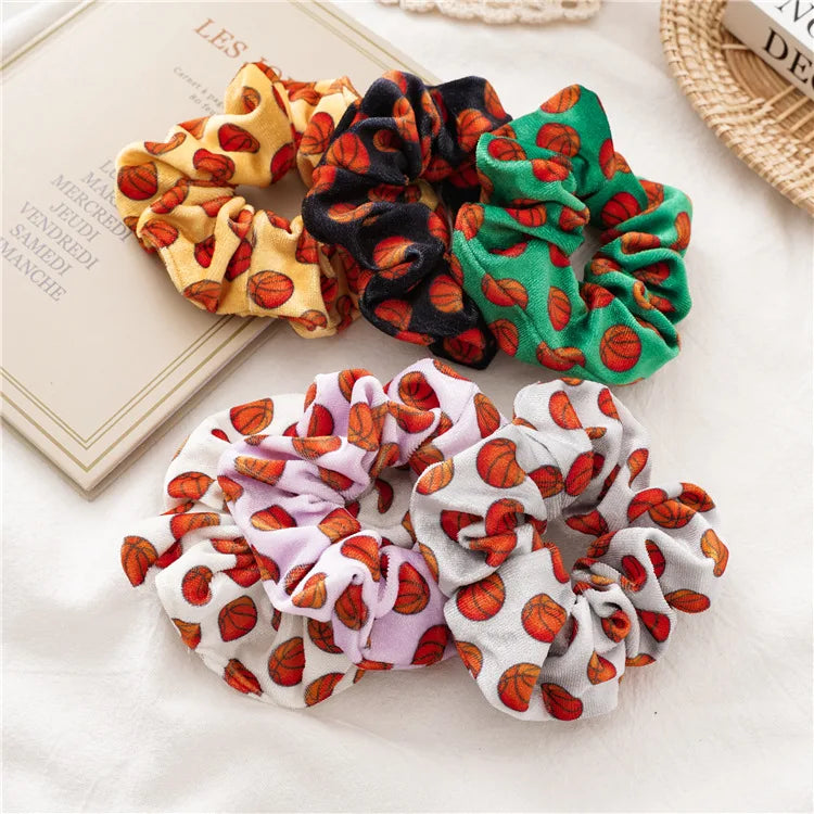 MIO Hair Ties with Sports Balls Winter Velvet Soft Hair Scrunchies Basketball Elastic Band Women Lady Exercise Fluffy Rope
