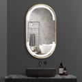 Hotel Wall Mounted Oval Gold Alum Frame Smart LED Mirror Defogger Lighted Vanity Bathroom Mirror LED Lighted Mirror