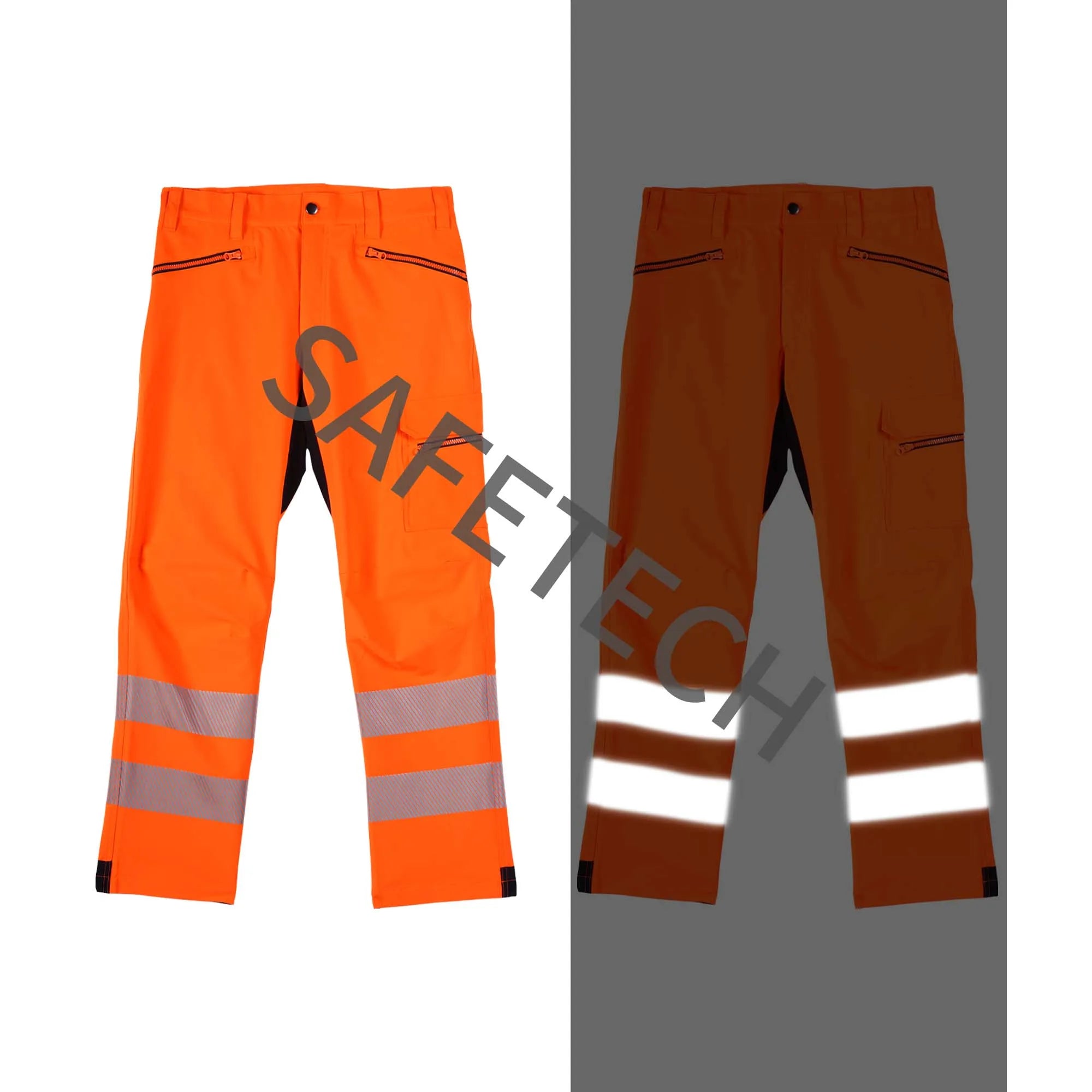 Hi Vis Safety Workwear Working Cloths Thigh Pockets Stretch Work Pants Trousers for Men Construction