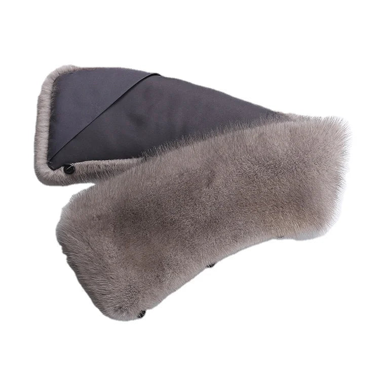 MWFur Mink Fur Collar Scarf for Winter Outwear Fashion Mink Fur Collar Detachable Fur Trimming for Men Jacket