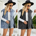 New Womens Denim Vest Stylish Girls Jeans Jacket Wholesale Denim Vest With Sleeveless