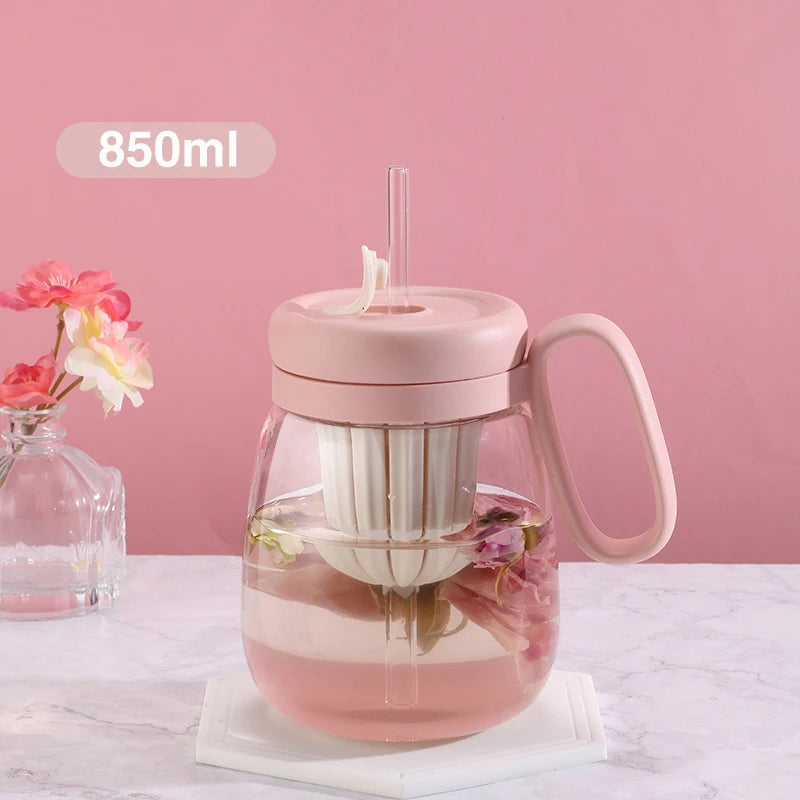 OLIVE Internet Celebrity New Large-Capacity Scented Tea Straw Tumbler High-Appeal Glass Portable Unisex for Household Use
