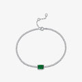 925 Sterling Silver Emerald Bracelet Cubic Zirconia CZ Stone Tennis Bracelet for Women