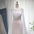 Jancember LSCZ123 Modest Feather O-neck  Beading 2023 Gowns for Women Evening Dress