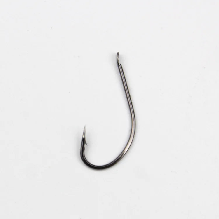 Thin Crucian Carp EA Fishhooks with Long Handle and Flat Head Barb Crooked Mouth Bulk Packaged