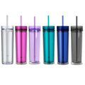 Acrylic Skinny Tumbler With Lid and Straw 16oz Double Wall Plastic Tumbler Cups Insulated Plastic Water Cup