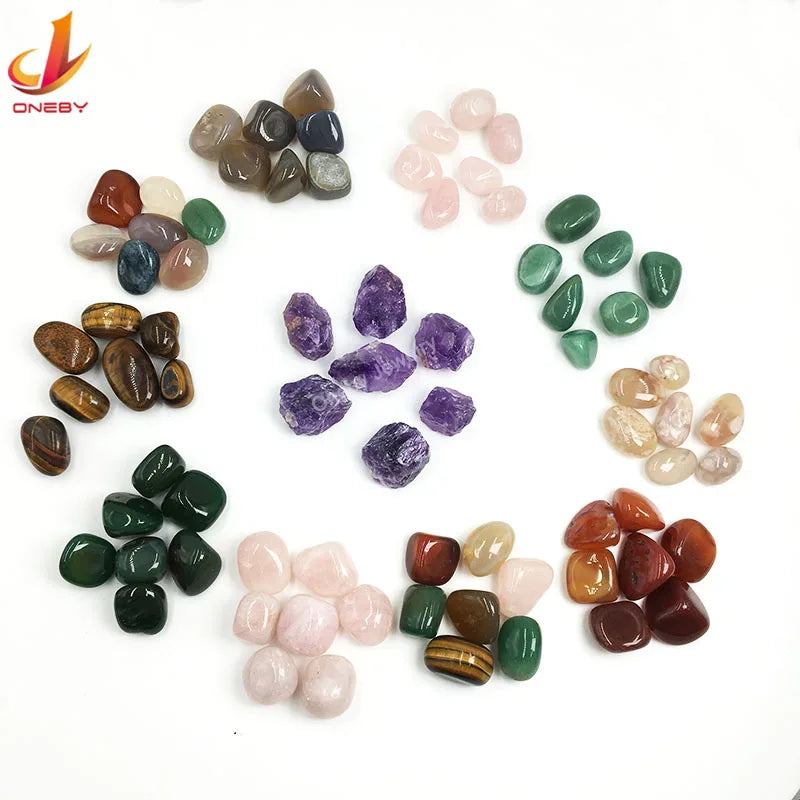 Factory Wholesale Gem Healing Amethyst Rose Crystal Quartz Mixed Cube Seven Chakra Gemstones Tumbled Stones