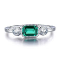 14K 18K Gold Plated 925 Sterling Silver Rectangle Green CZ Zirconia Diamond Brilliant Cut Rings for Women's Wedding Setting