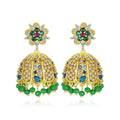 LUOTEEMI Luxury Stone Tassel Indian Custom Earring for Woman Girl Festival Wedding Elegant Jewelry