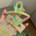 Rinhoo 2023 Super fairy Green butterfly Small Fresh Grip Early Spring New Large Hair Clip Curly Shark Clip Headdress Hair Claws
