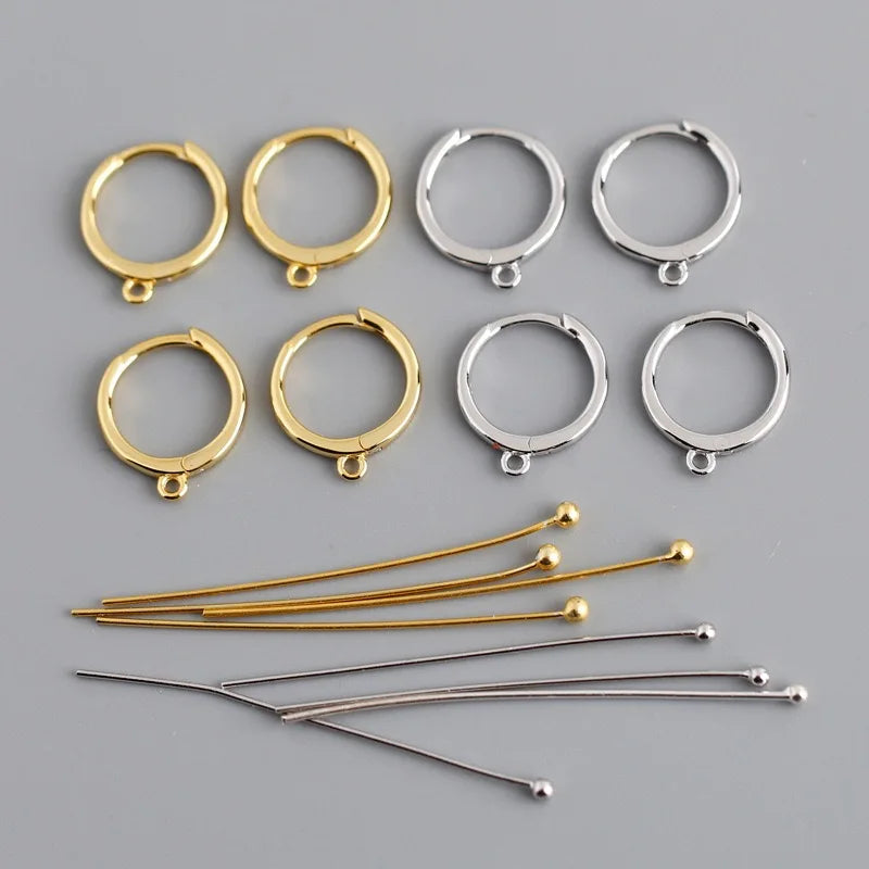 New Fashion Earrings Jewelry 925 Sterling Silver Gold Plated Hoop Earrings DIY Small Bead Pendants Tassel Earring for Women